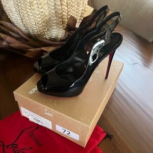 Beautiful Like New Christian Louboutin Black Patent Sling Heels